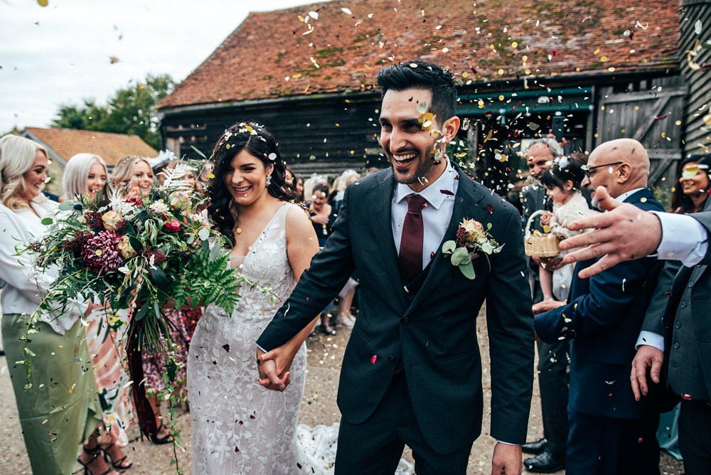 Confetti Throw Red Greenery Wedding Three Flowers Photography