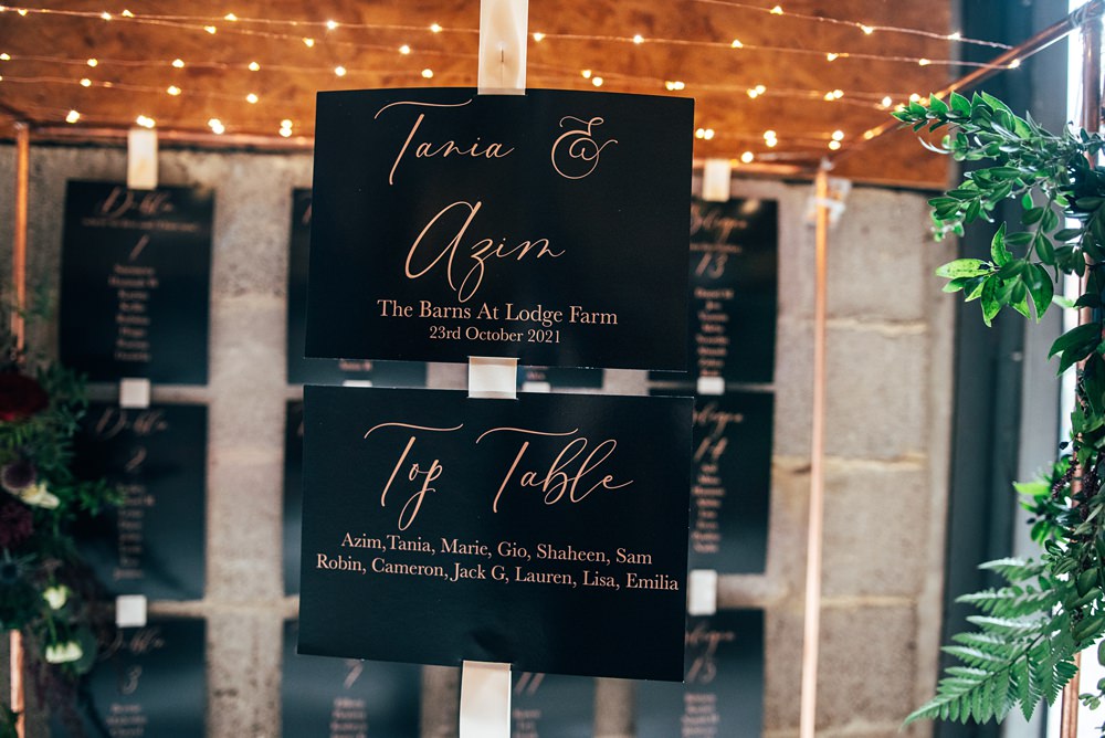 Frame Table Plan Black Gold Red Greenery Wedding Three Flowers Photography