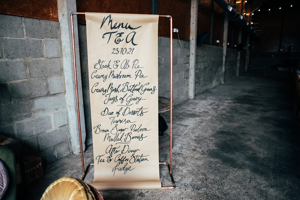 Fabric Banner Menu Red Greenery Wedding Three Flowers Photography