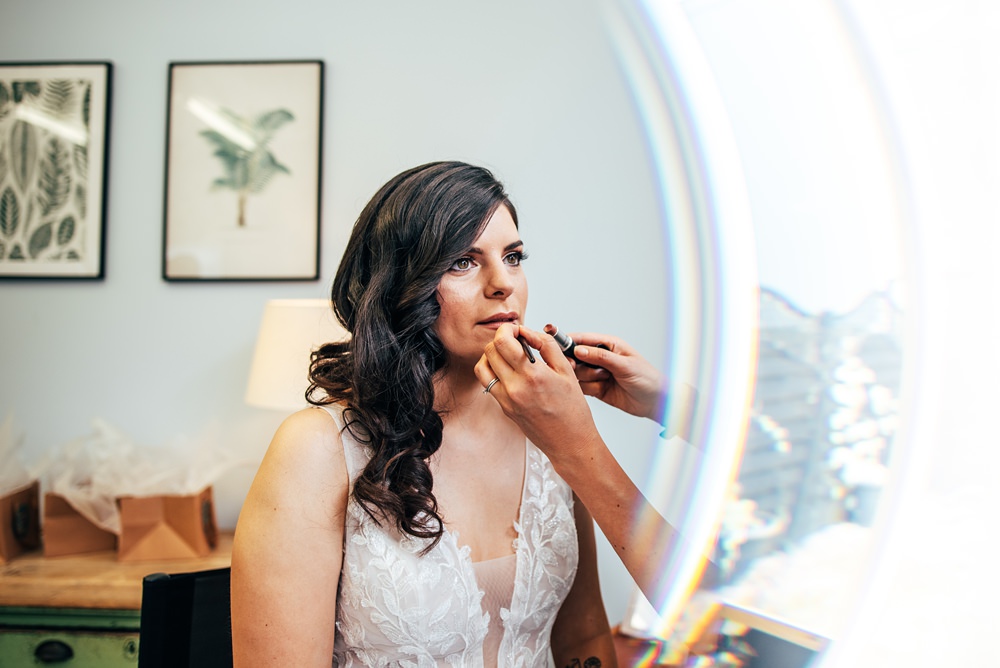 Bride Bridal Make Up Red Greenery Wedding Three Flowers Photography