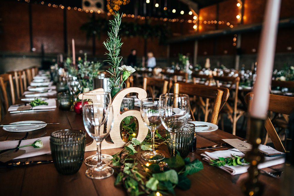 Gold Table Number Red Greenery Wedding Three Flowers Photography