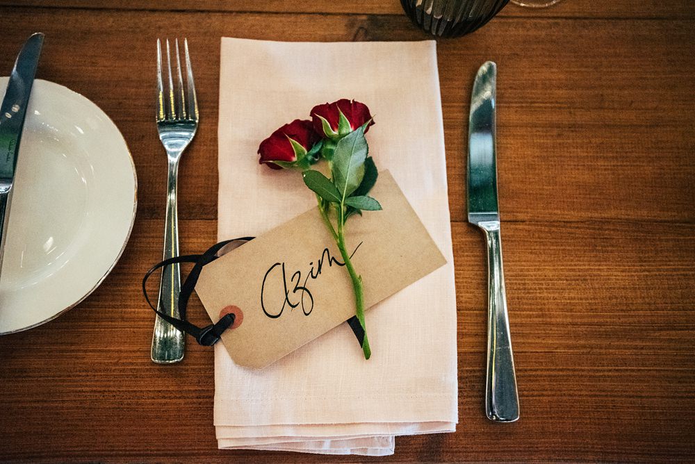 Luggage Tag Place Name Flower Red Greenery Wedding Three Flowers Photography