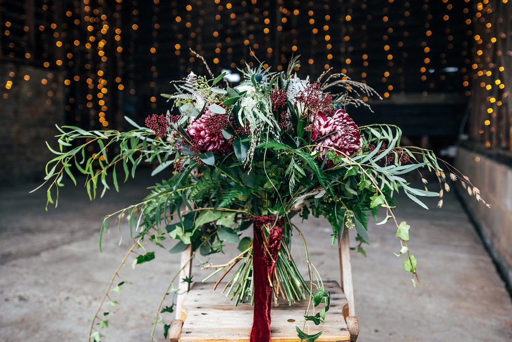 Bouquet Flowers Bride Bridal Rose Berry Autumn Red Greenery Wedding Three Flowers Photography