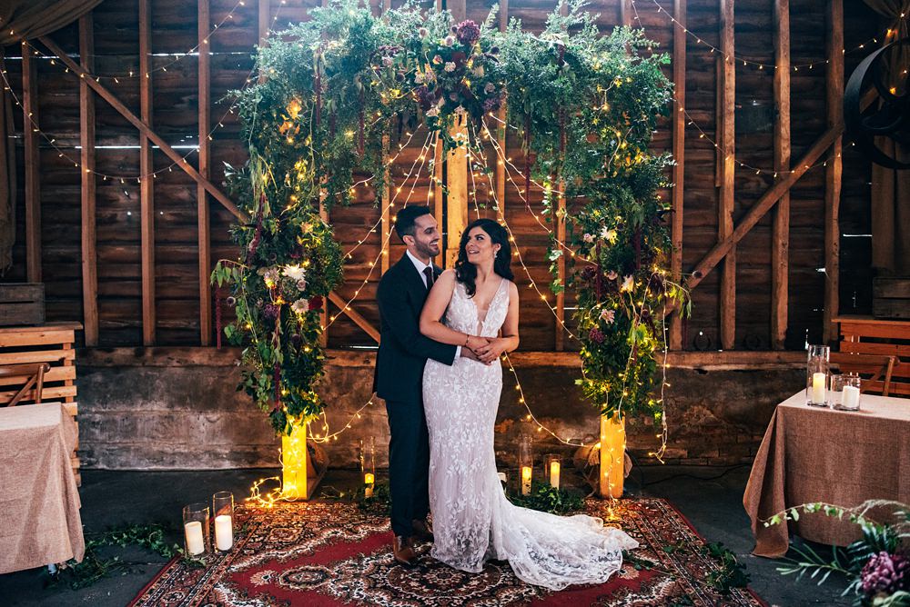 Red Greenery Wedding Three Flowers Photography Flower Arch Backdrop Rugs Candles Fairy Lights