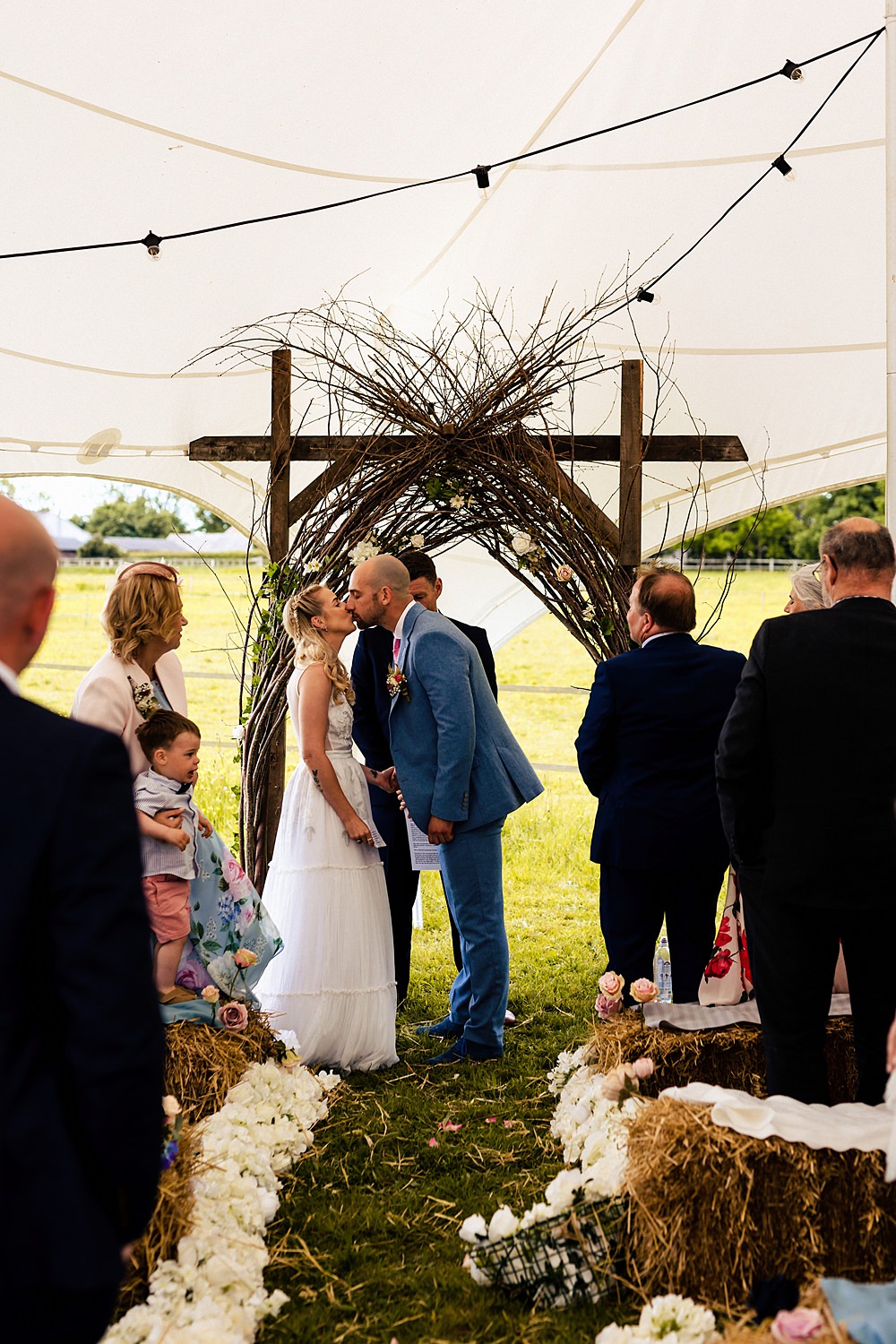 Branch Willow Arch Wooden Rushmere Farm Workshops Wedding Jason Williams Photography
