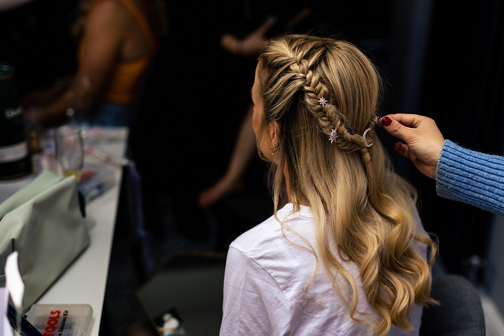 Bridal Hairstyle Plait Braid Moon Pin Rushmere Farm Workshops Wedding Jason Williams Photography