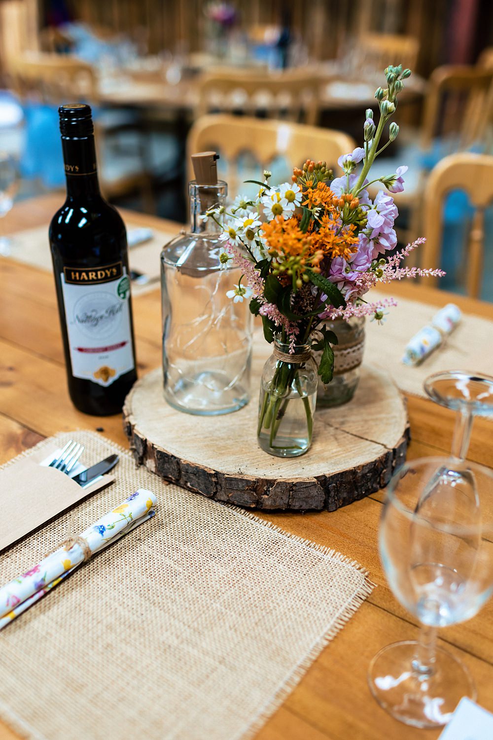Hessian Place Mat Setting Rushmere Farm Workshops Wedding Jason Williams Photography
