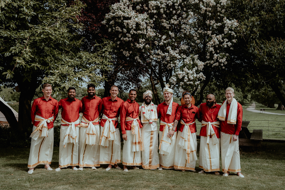 Veshti Groom Outfit Groomsmen Sri Lankan English Wedding Patrick Partridge Photography