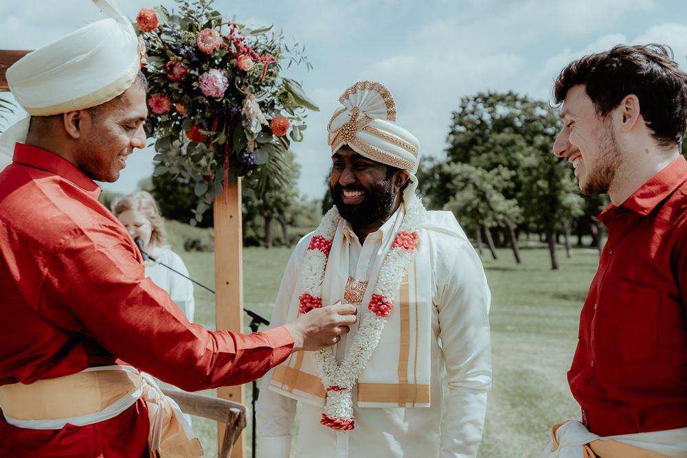 Veshti Groom Outfit Sri Lankan English Wedding Patrick Partridge Photography