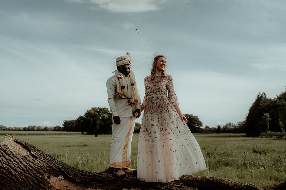Dress Gown Bride Bridal Embroidered Floral Needle & Thread Sri Lankan English Wedding Patrick Partridge Photography