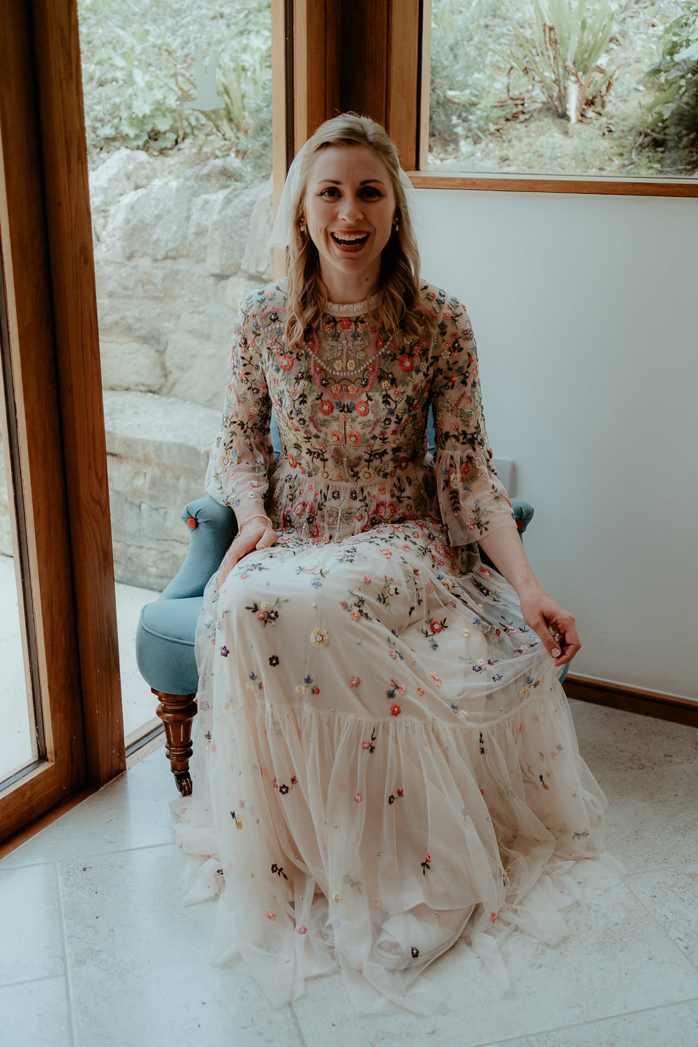 Dress Gown Bride Bridal Embroidered Floral Needle & Thread Sri Lankan English Wedding Patrick Partridge Photography