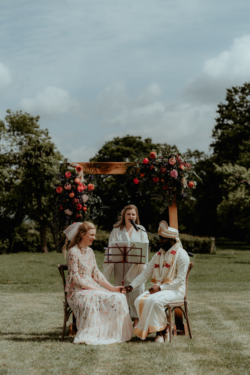 Flower Arch Ceremony Backdrop Outdoors Sri Lankan English Wedding Patrick Partridge Photography