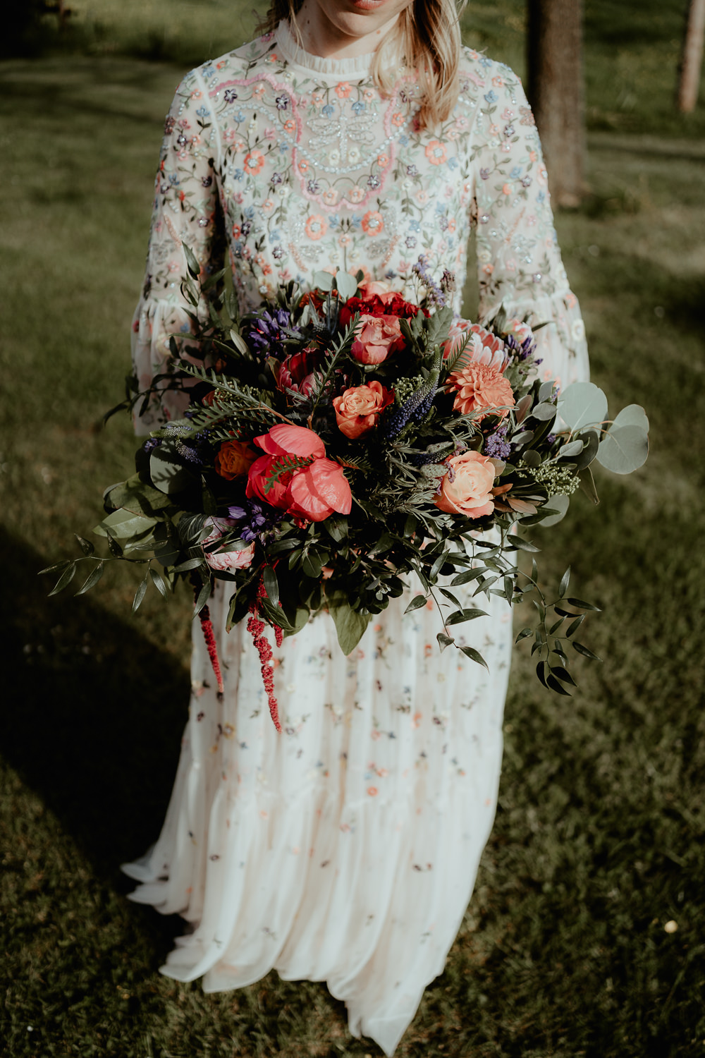 Bouquet Flowers Bride Bridal Colourful Poppy Rose Dahlia Greenery Pink Sri Lankan English Wedding Patrick Partridge Photography