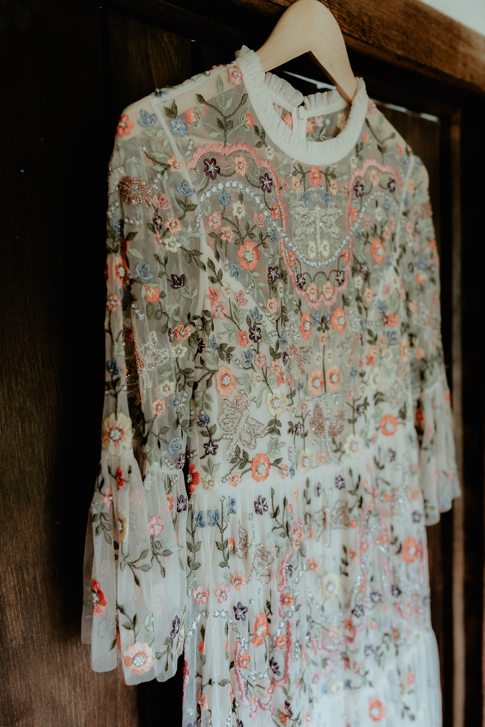 Dress Gown Bride Bridal Embroidered Floral Needle & Thread Sri Lankan English Wedding Patrick Partridge Photography