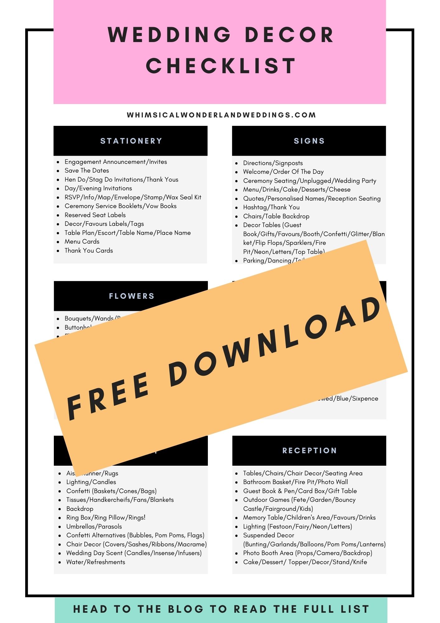 Wedding Decor Checklist PDF Download