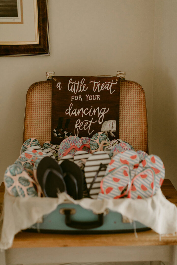 Wedding Decor Inspiration Flip Flop Suitcase Adam and Grace
