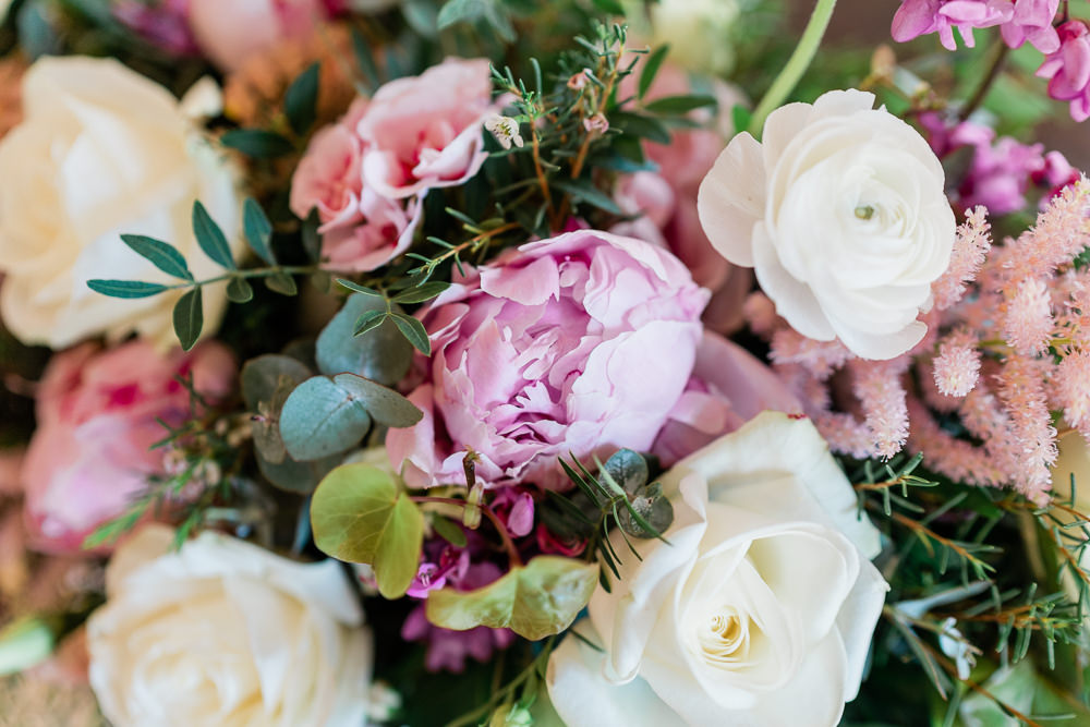 Pink White Flowers Rose Peony West Suffolk Barn Wedding Gemma Giorgio Photography