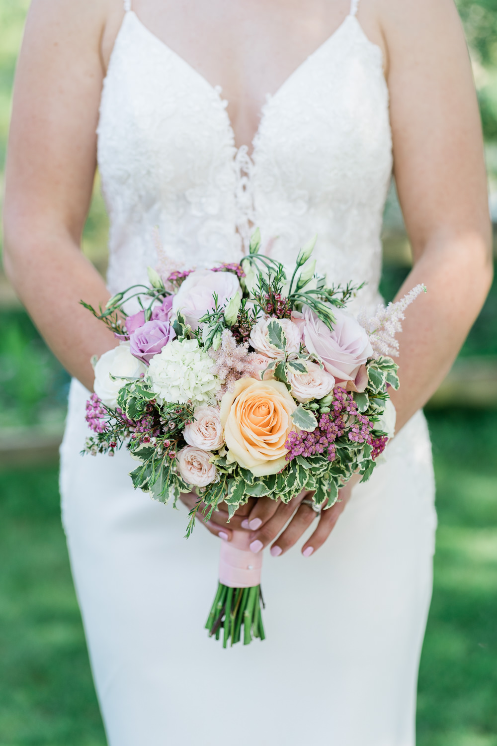 Bouquet Flowers Bride Bridal Orange Pink Rose Astilbe West Suffolk Barn Wedding Gemma Giorgio Photography