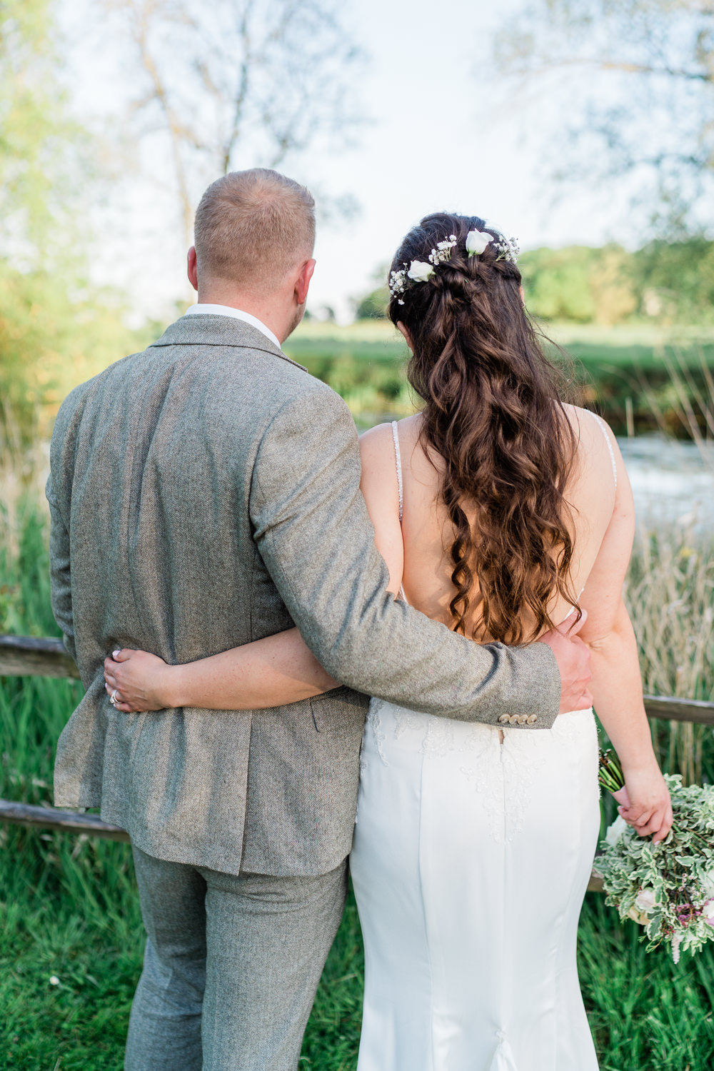 Bride Bridal Hair Flowers Long Wavy West Suffolk Barn Wedding Gemma Giorgio Photography