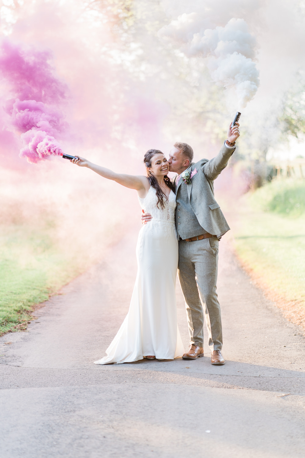 West Suffolk Barn Wedding Gemma Giorgio Photography Smoke Flares