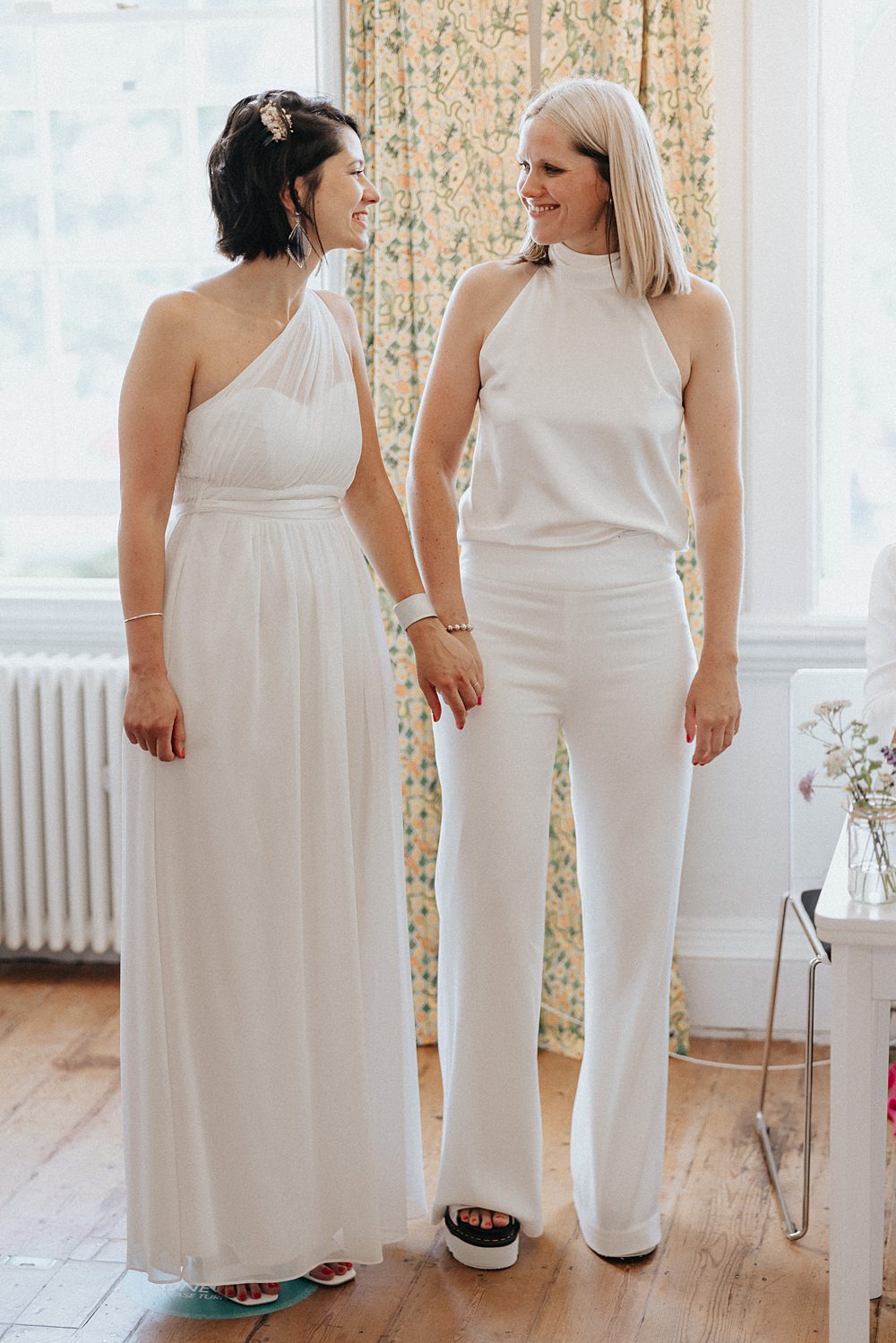 Asymmetric Dress Trouser Suit Brides Bridal William Morris Gallery Wedding Matt Horan Photography