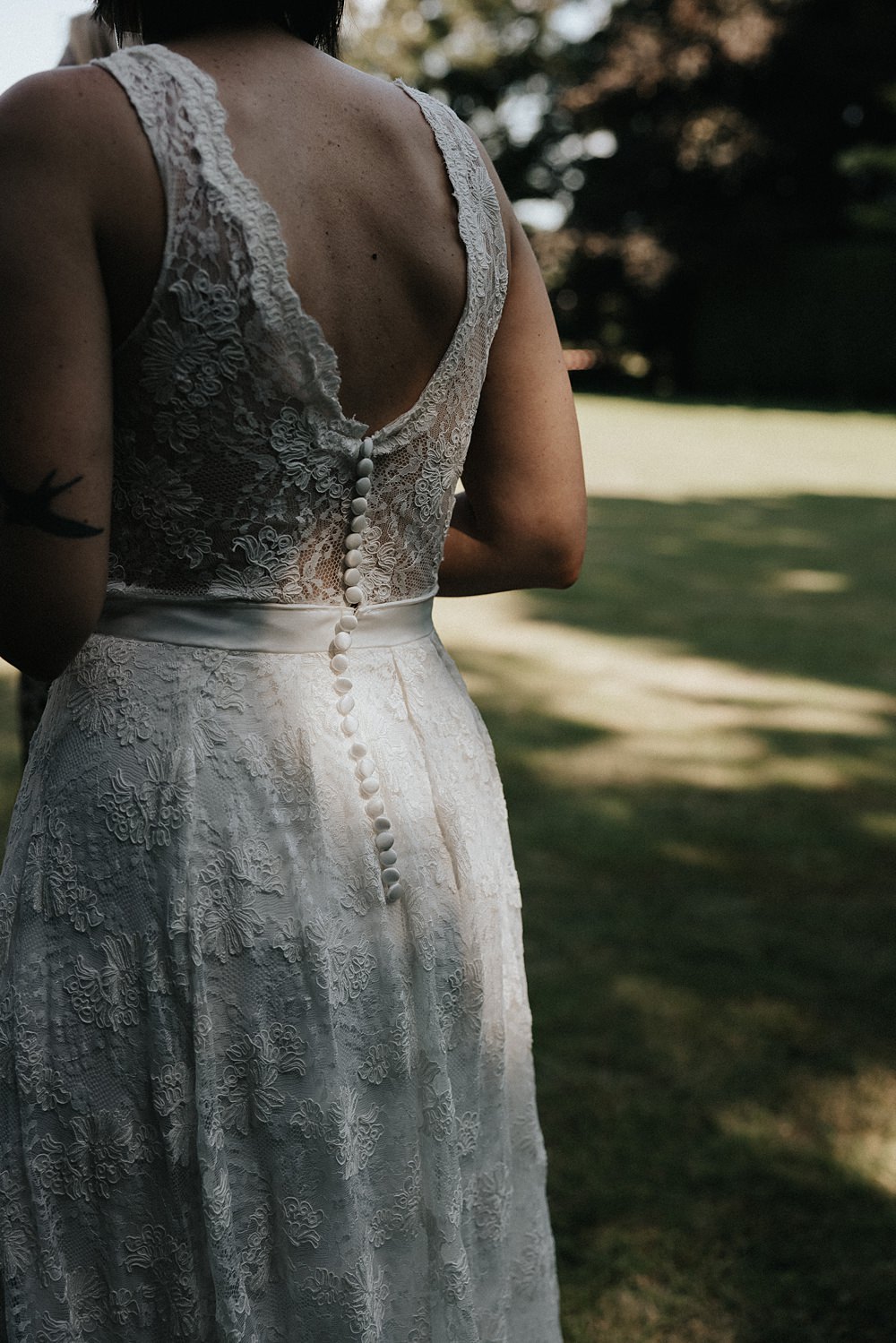 Lace Gown Button Back Bride William Morris Gallery Wedding Matt Horan Photography