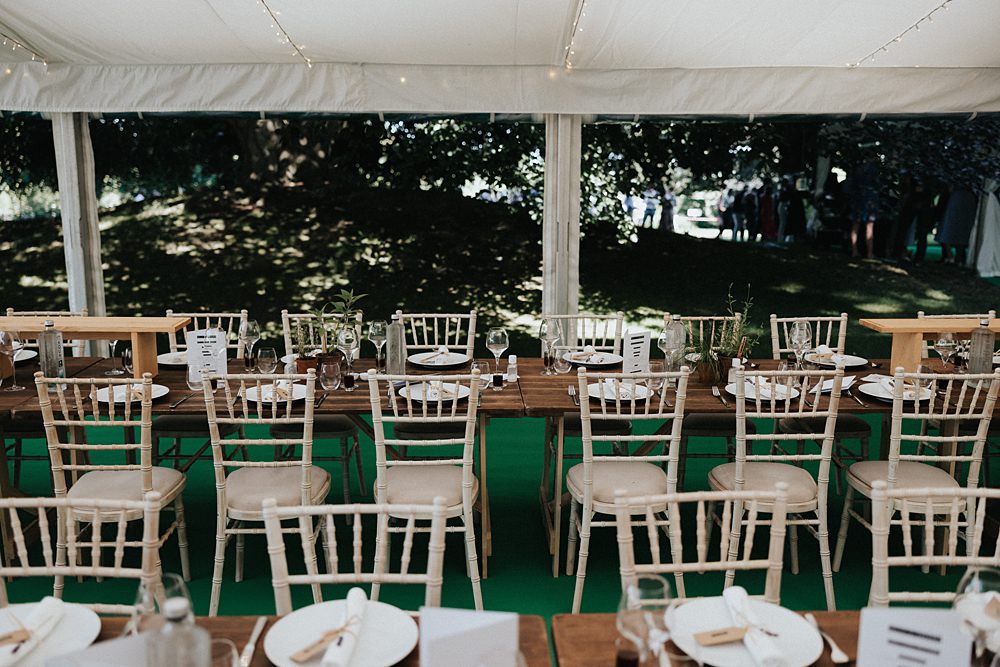 Open Side Marquee Rustic Wooden Tables William Morris Gallery Wedding Matt Horan Photography