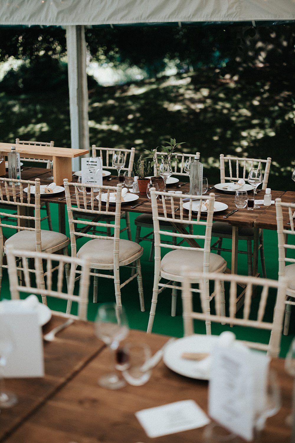 Open Side Marquee Rustic Wooden Tables William Morris Gallery Wedding Matt Horan Photography