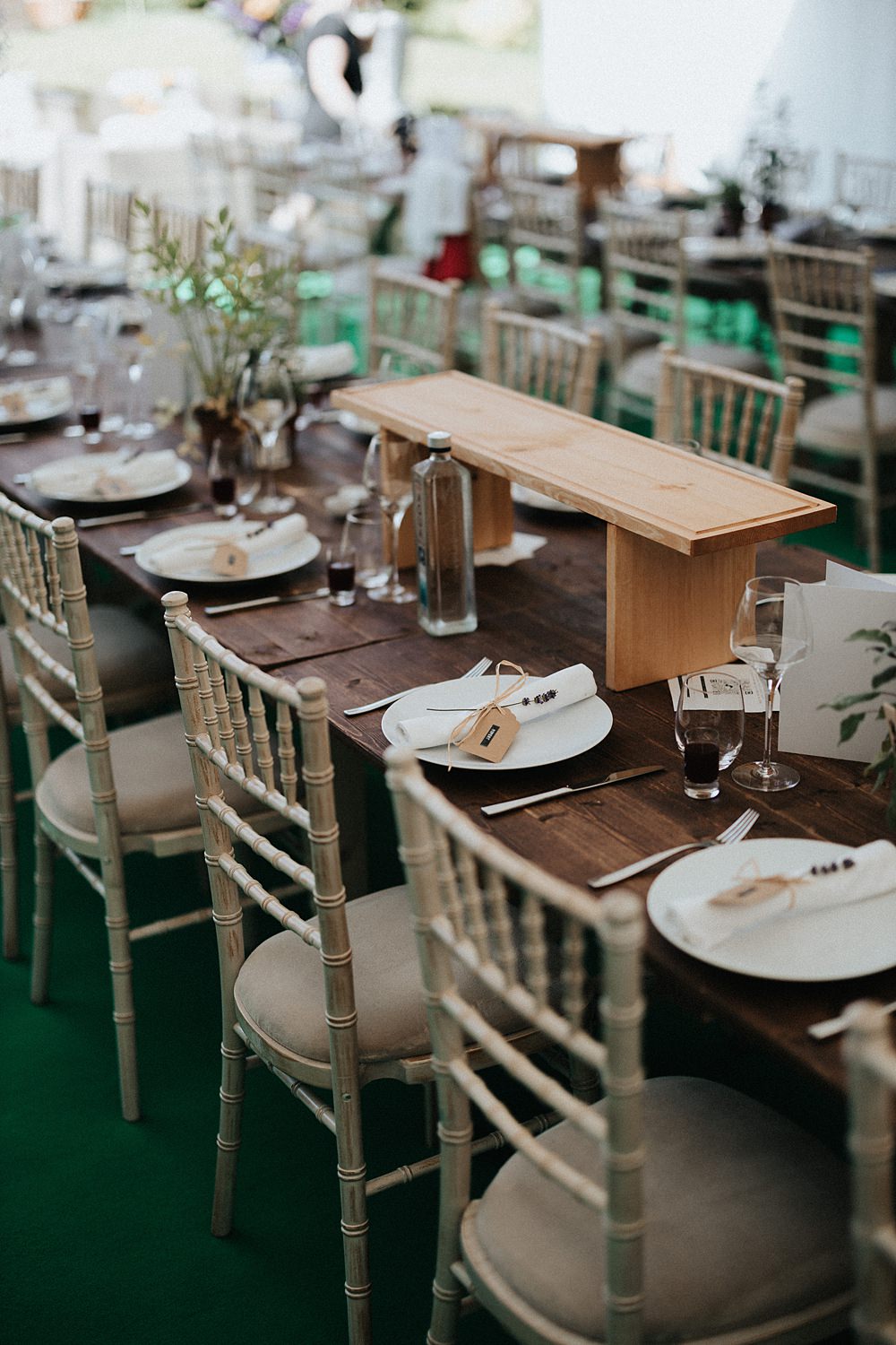 Open Side Marquee Rustic Wooden Tables William Morris Gallery Wedding Matt Horan Photography