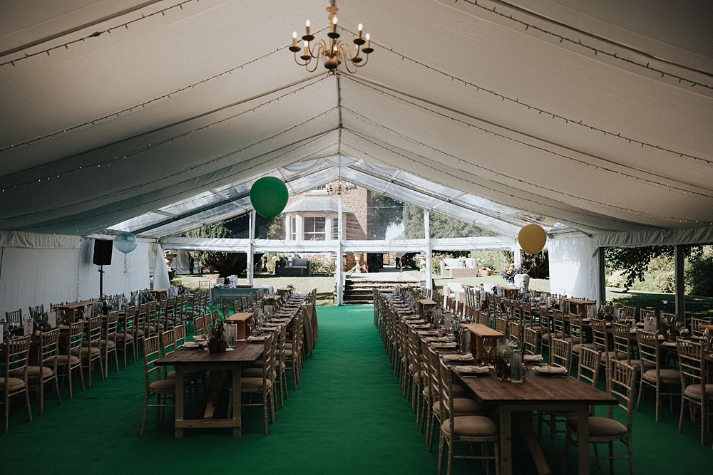 Open Side Marquee Rustic Wooden Tables William Morris Gallery Wedding Matt Horan Photography