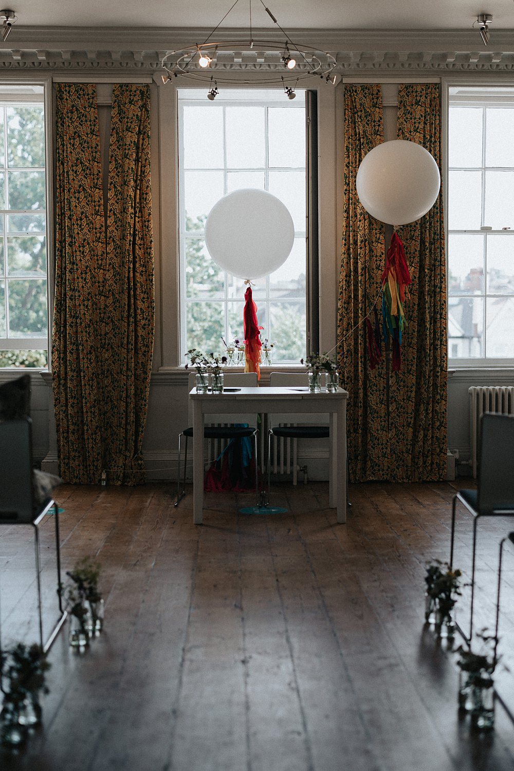 Giant Helium Tassel Ballons Decor Aisle Ceremony William Morris Gallery Wedding Matt Horan Photography