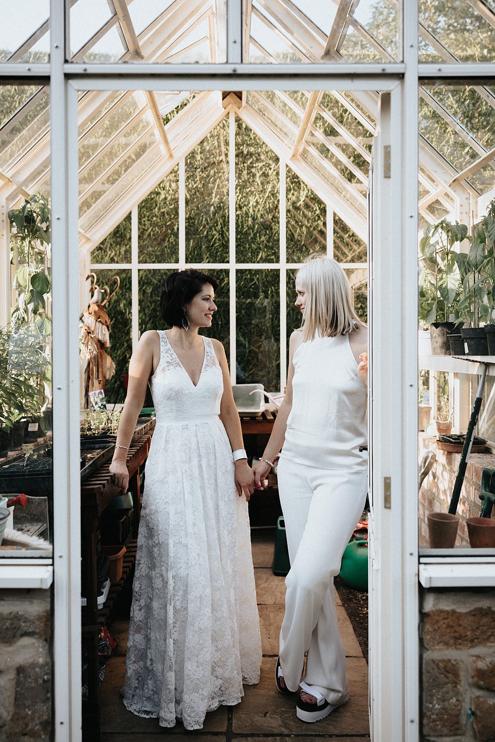 Lace Dress Trouser Suit Brides Bridal William Morris Gallery Wedding Matt Horan Photography