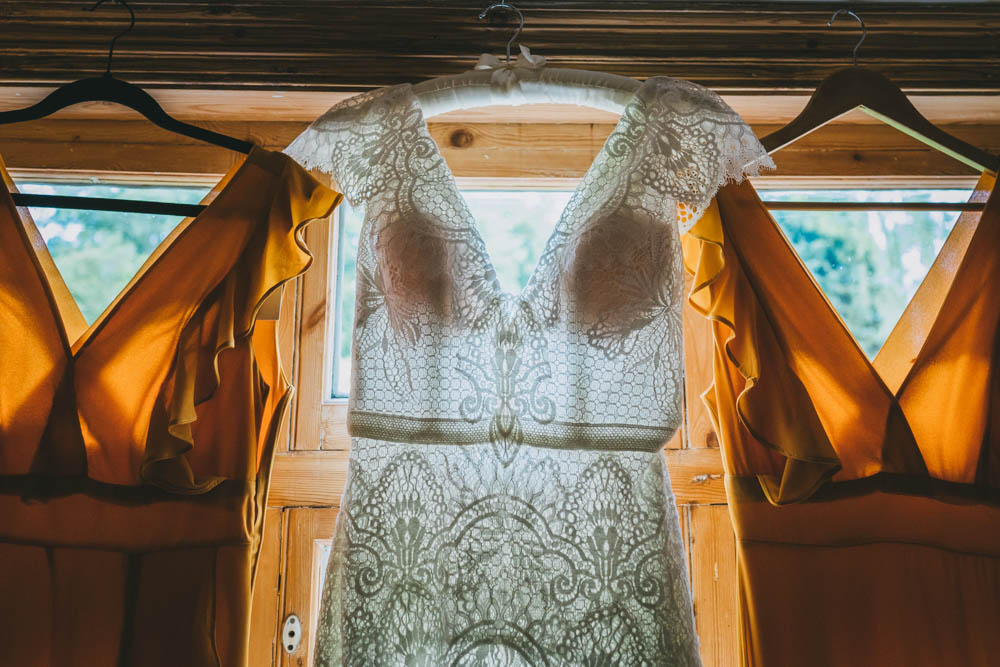 Dress Hangers Yellow Pink Wedding Amy Jordison Photography