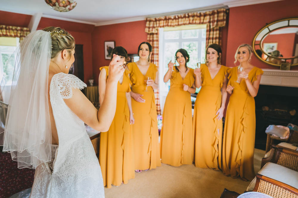 Long Bridesmaid Dresses Yellow Pink Wedding Amy Jordison Photography