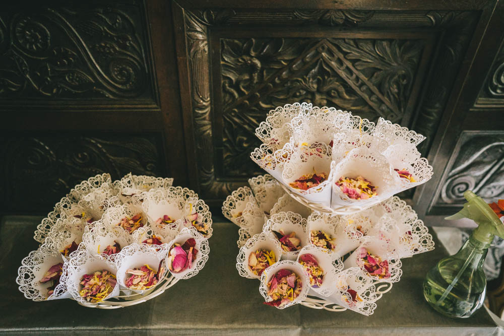 Confetti Cones Yellow Pink Wedding Amy Jordison Photography