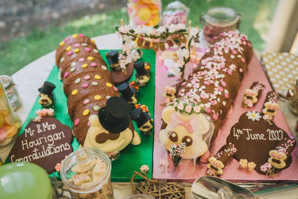 Caterpillar Cakes Yellow Pink Wedding Amy Jordison Photography