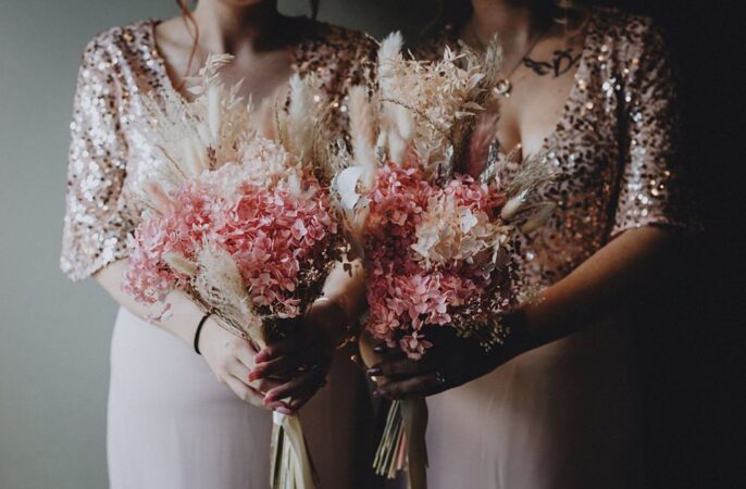 dried flower bridesmaids bouquets adamelijahphotography