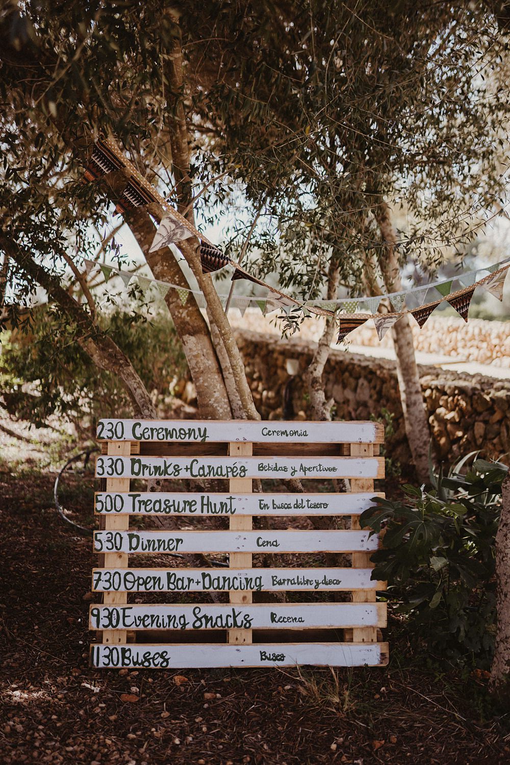 Wooden Pallet Sign Binifadet Wedding Laura Mazzello Photography