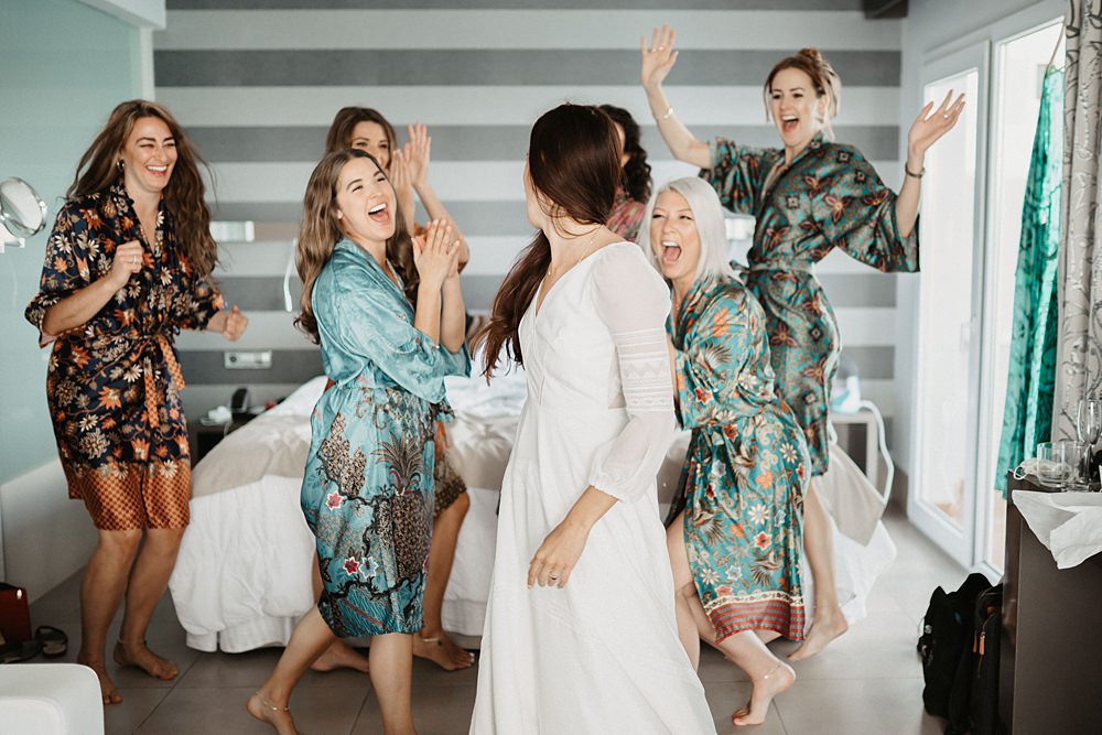 Bridesmaids Bride Dressing Gown Robes Binifadet Wedding Laura Mazzello Photography