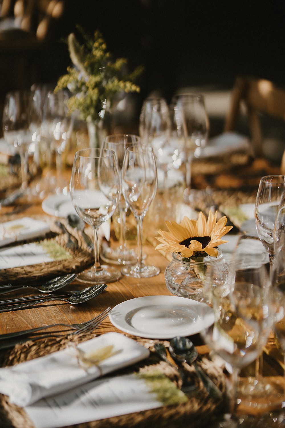Sunflower Centrepiece Decor Binifadet Wedding Laura Mazzello Photography