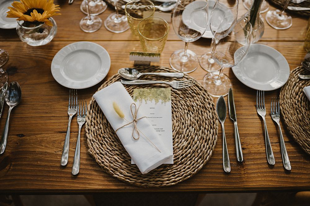 Place Setting Rattan Place Mat Binifadet Wedding Laura Mazzello Photography
