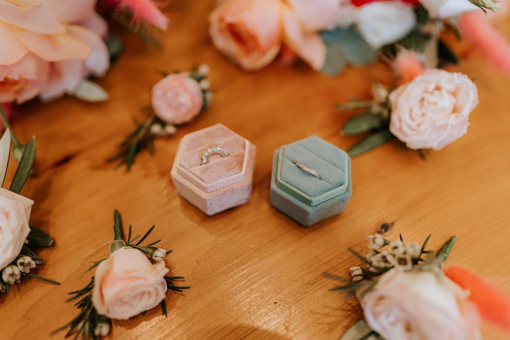 Pink Blue Velvet Ring Boxes Brighton Barn Wedding Kim Williams Weddings