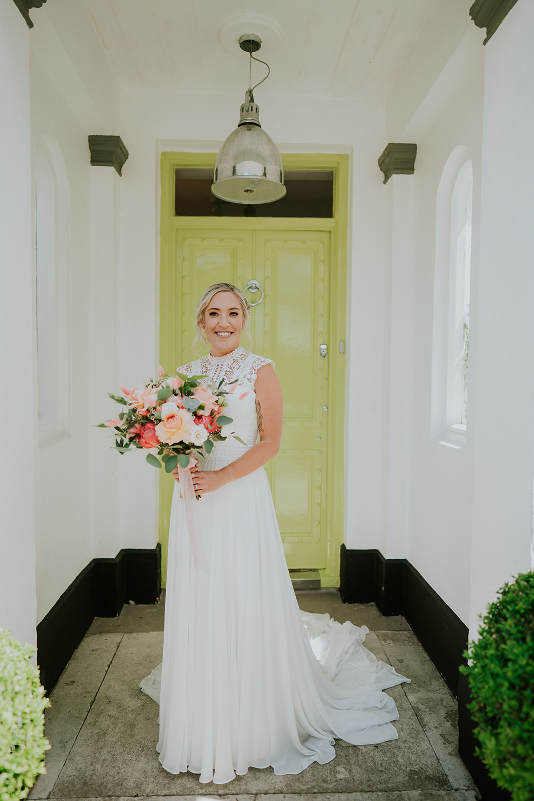 Dress Gown Bride Bridal Lace Top Brighton Barn Wedding Kim Williams Weddings