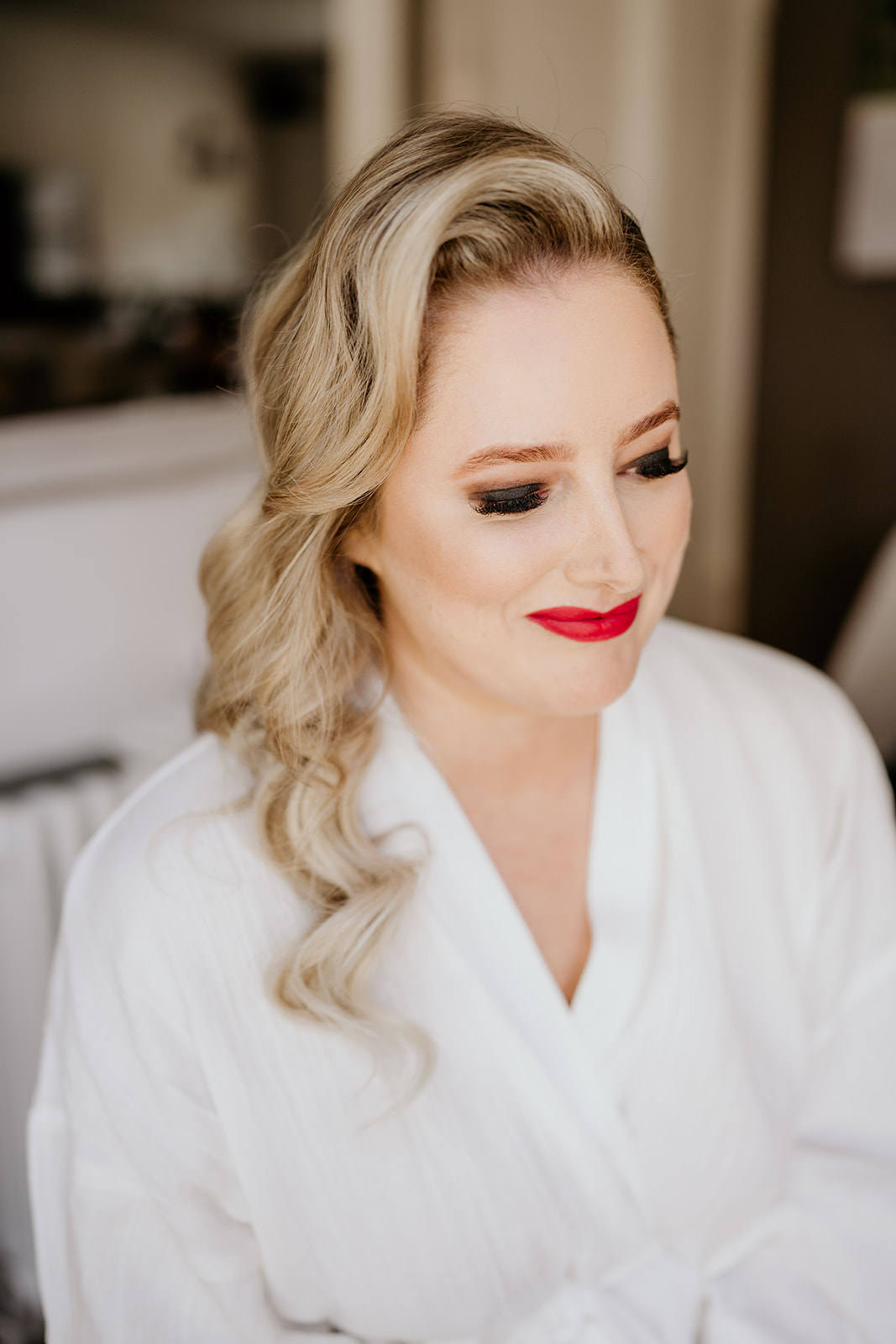 Bride Make Up Red Lipstick Brighton Barn Wedding Kim Williams Weddings