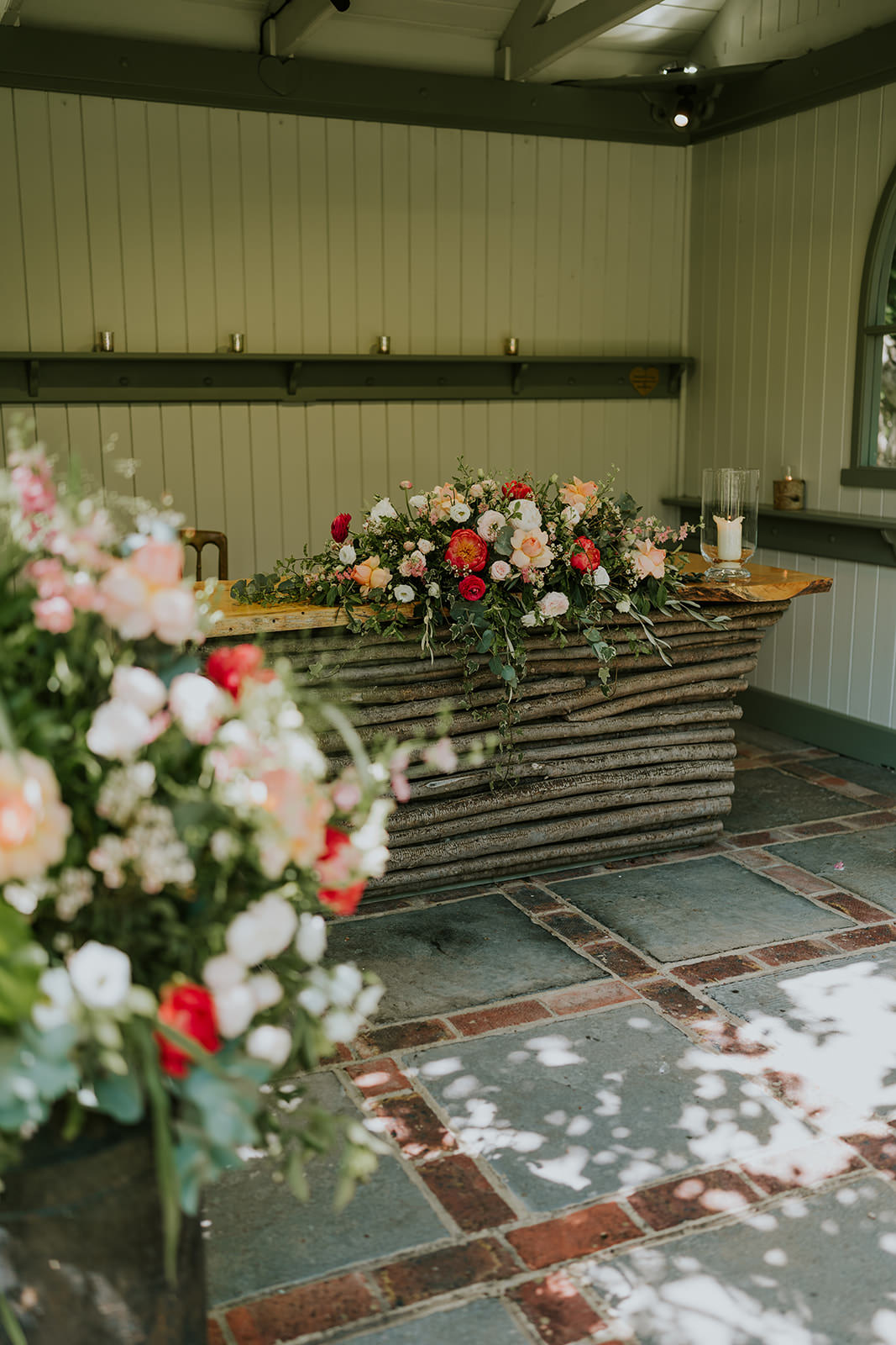 Aisle Ceremony Flowers Neon Pink Sage Brighton Barn Wedding Kim Williams Weddings