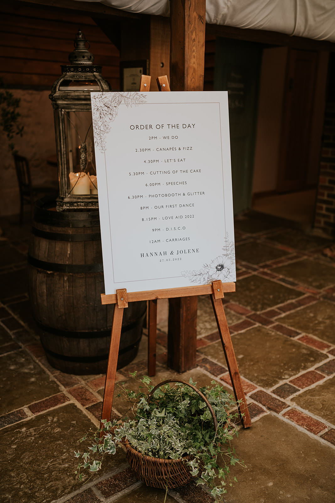 Order Day Sign Brighton Barn Wedding Kim Williams Weddings