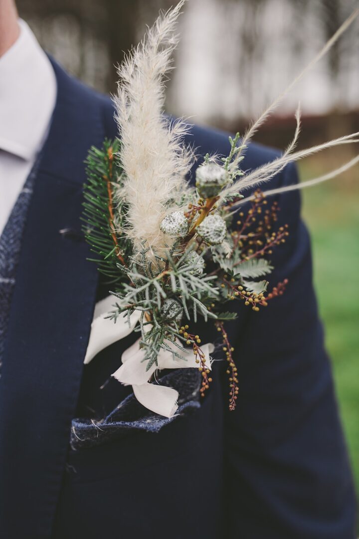 Christmas Wedding Buttonhole Flowers Mini and Me Photography