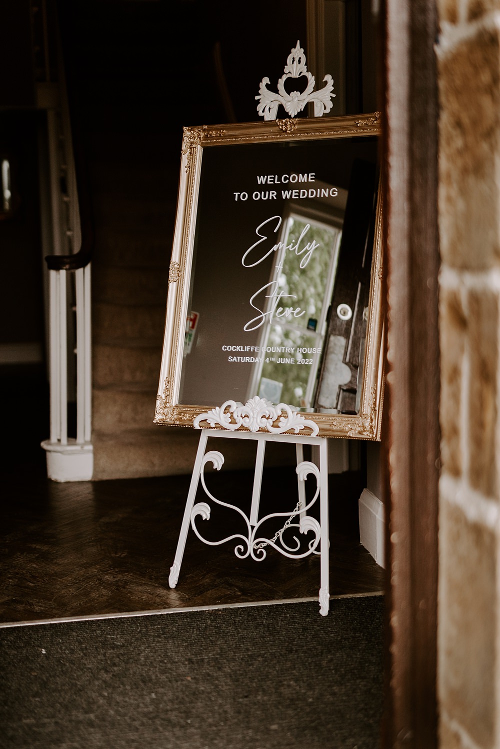 Cockliffe Country House Wedding The Light Painters Mirror Welcome Sign