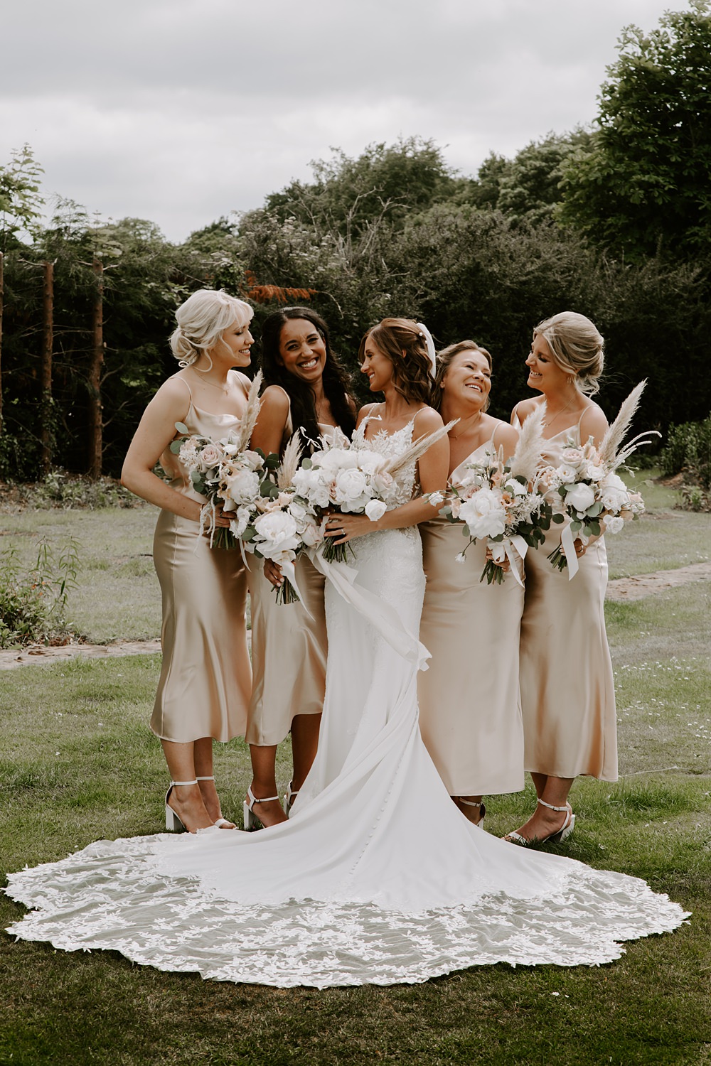 Champagne Silk Satin Slip Bridesmaid Dresses Cockliffe Country House Wedding The Light Painters