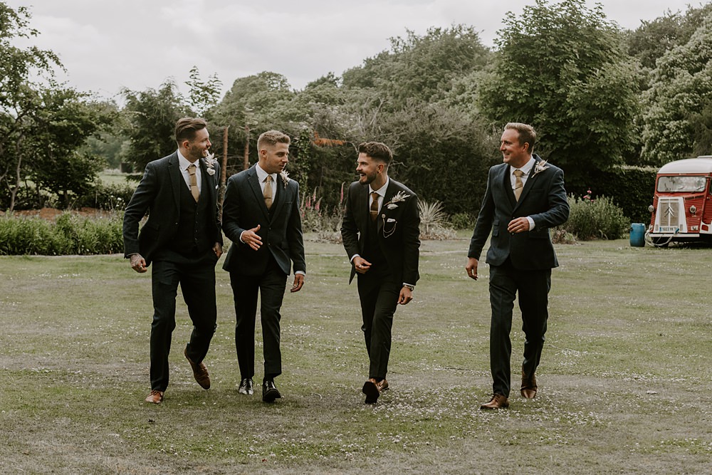 Groom Black Suit Gold Tie Groomsmen Cockliffe Country House Wedding The Light Painters